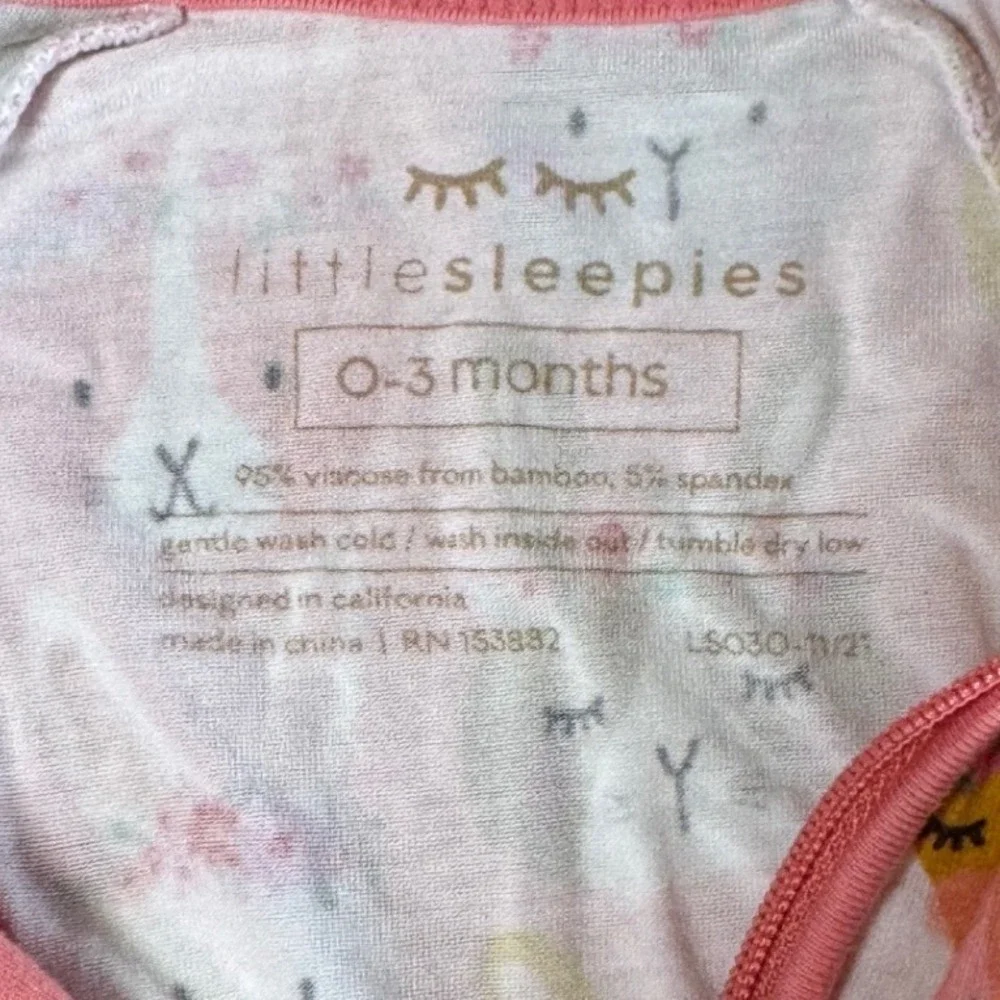 Little Sleepies Zippy Pajamas Baby 0-3M Pink‎ Boho Bunnies Bamboo Sleepwear